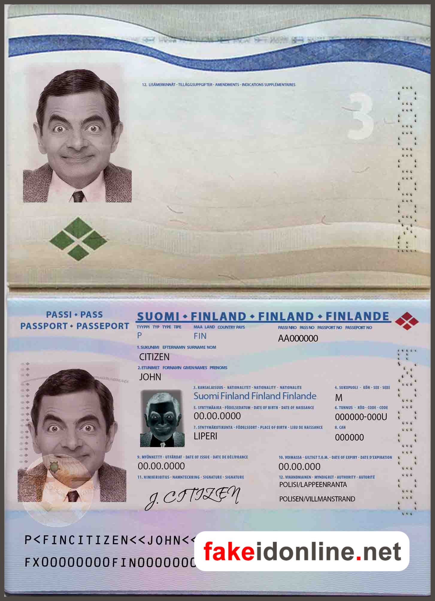 Finland Passport PSD Template